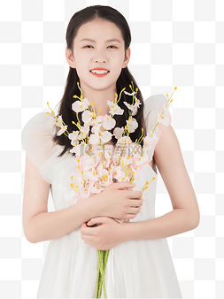 捧花束图片_手捧花束女生