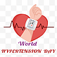 戴着血压计的手腕和爱心世界高血压日