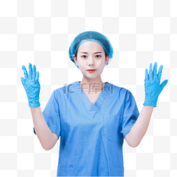 医护人员戴手套女医生