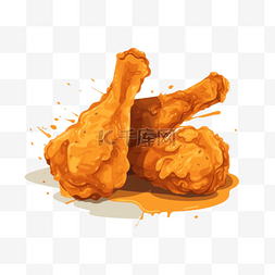冷色调美食图片_卡通手绘美食食物炸鸡