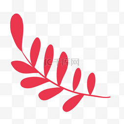 红色精美线条图片_红色圆润线条装饰树叶