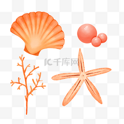 夏季吊旗吊旗图片_贝壳海洋水彩生物