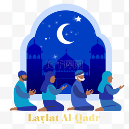 在夜晚的手拉的laylat al qadr虔诚地