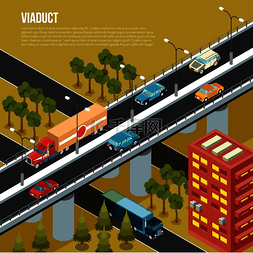 高架桥矢量图片_车辆高架桥在繁忙的郊区城市街道