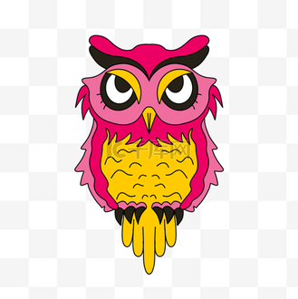 手绘红猫头鹰