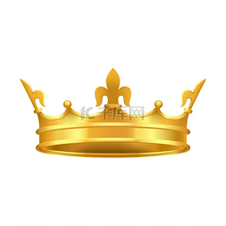 红金色图片_在白色上隔离的金色皇冠特写国王