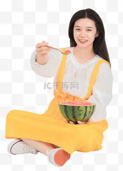 美女夏季吃西瓜
