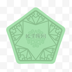 韩国传统花纹绿色星星多边形