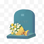 清明节清明墓碑手捧花