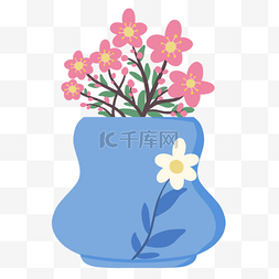 梅花图片_春天粉色美丽梅花花盆剪贴画