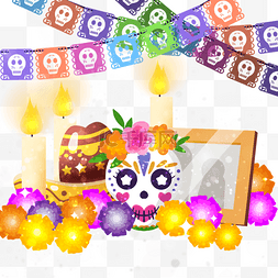 礼献图片_día de muertos 向死者献祭的女性头