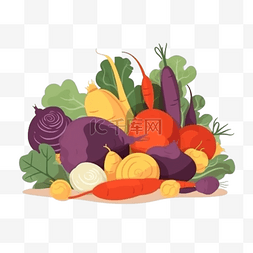 卡通手绘餐饮蔬菜组合