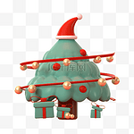 3DC4D立体圣诞帽圣诞树