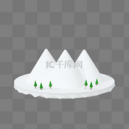 冬季风景元素图片_3DC4D立体冬天雪山风景