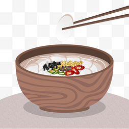 碗里的筷子图片_盛在木碗里的韩国打糕汤