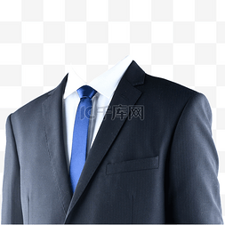 男士礼服黑色图片_摄影图蓝领带白衬衫黑西装
