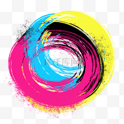 笔刷圆圈几何彩色抽象
