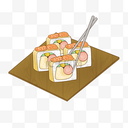卡通日式料理刺身寿司