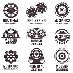 行业标识图片_机械齿轮标识发动机机械结构标签