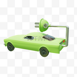 汽车绿色出行图片_3D立体新能源汽车绿色出行