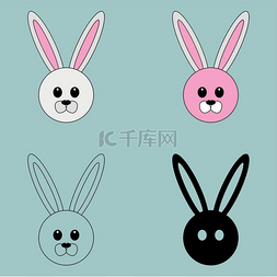 动物水果沙拉图片_兔子脸不同颜色设置.. 兔子脸不同