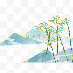 绿色山水竹子装饰图片_绿色竹子山水