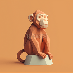 卡通3d可爱动物元素猴