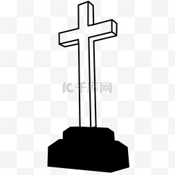 墓地教堂祭拜十字架剪贴画黑白