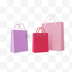 购物袋彩色图片_3D彩色购物袋妇女节电商立体