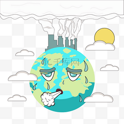 地球环境保护插画图片_气候变化残喘的地球