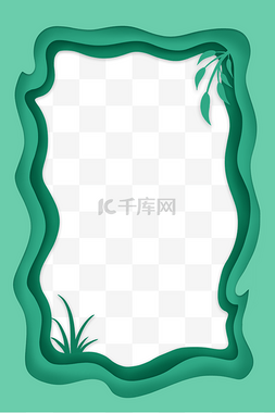 绿色植物边框图片_春季春天剪纸剪纸风绿色植物边框