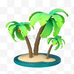 椰树叶线稿图片_3D夏天夏季椰子树椰树植物树木海