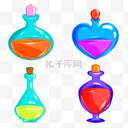 魔法药水玻璃瓶彩色精致图案