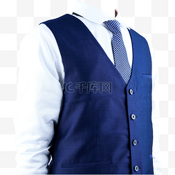半身蓝马甲白衬衫摄影图领带