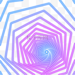 几何图形透视图片_粉紫色蓝色霓虹光感发光六边形螺