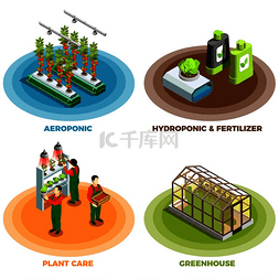 生态农业矢量图片_水培和气培22设计概念带有肥料温