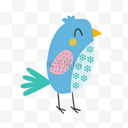 蓝色抽象图案可爱鸟类动物
