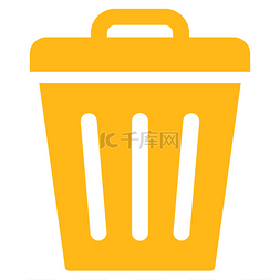 黄色图标图片_垃圾桶可以平面黄色图标