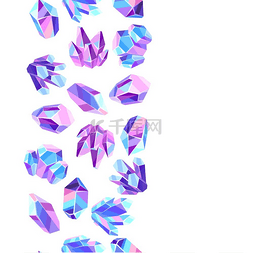 石英晶体图片_与晶体和矿物质的无缝模式。