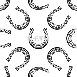 马匹图案图片_老式马蹄铁无缝图案背景搭配复古