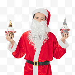 圣诞老人白胡子图片_圣诞圣诞节圣诞老人手捧雪人
