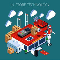 公共技术服务图片_商店技术超市的未来彩色组成与监