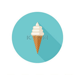 香草华图片_冰淇淋配华夫蛋筒。