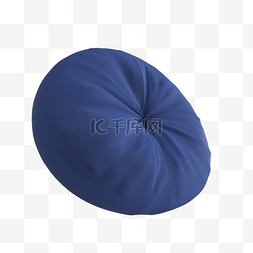 装修模型图片_C4D蓝色圆形抱枕模型