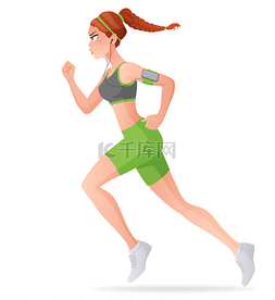 女人跑图片_运行的年轻女人。孤立在白色背景