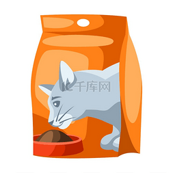 猫粮海报图片_猫粮包装插图动物饲料猫粮包装插