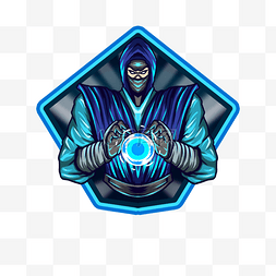 忍者刺客图片_忍者刺客游戏徽标聚集能量冰蓝色