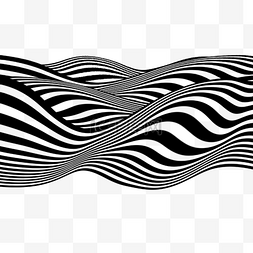 黑色弯曲扭曲的横纹欧普艺术抽象