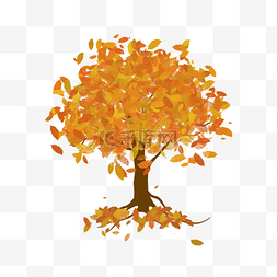 秋天树木水彩树剪贴画