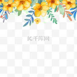 手绘黄色春季花卉边框